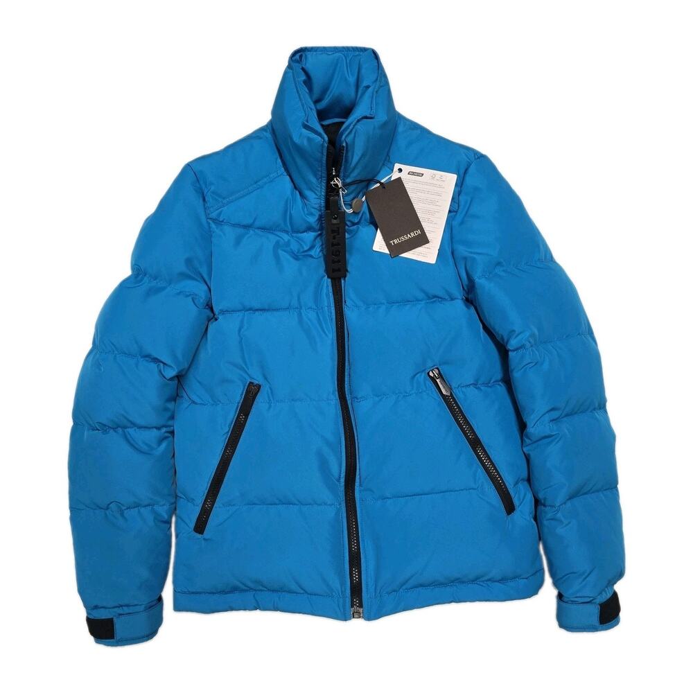 Trussardi Puffer Jacket Blue Goose Down Padded Coat Italian Size 38 US XS NWT